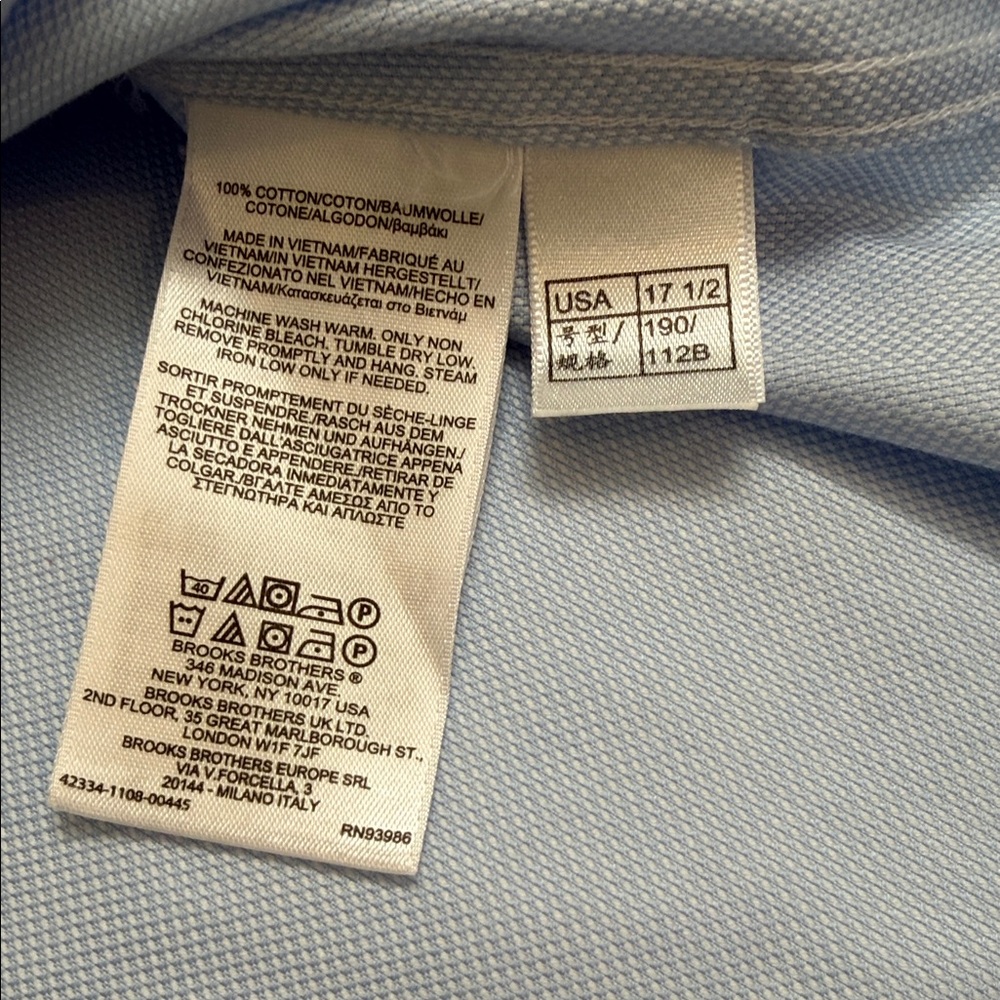 Brooks Brothers 1818 Regent Non-Iron Dress Shirt Blue Classic Menswear - Picture 3 of 6